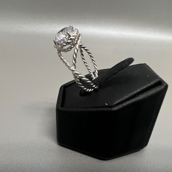 Absolute Size 10 Sterling Silver Cubic Zirconia 120-Facet Round Rope Ring NWT - Picture 8 of 10